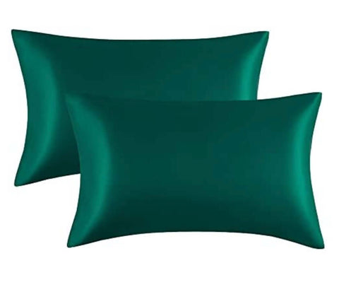 Green satin pillowcases 